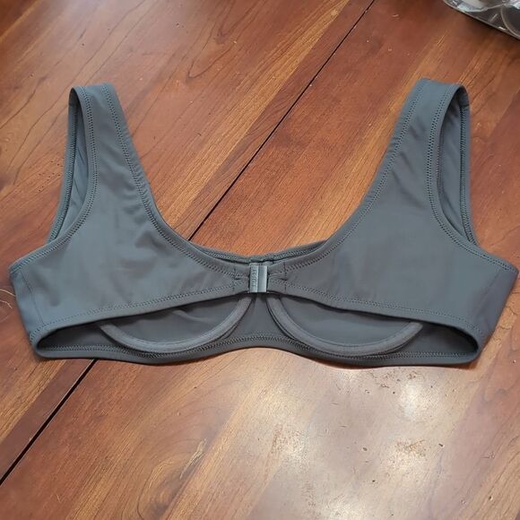 SKIMS Shaping Swim Unlined Underwire Bikini Top Gunmetal Sz XL - Picture 3 of 7